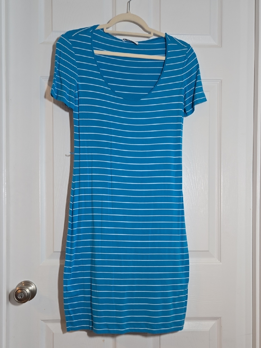 Calvin Klein Bright Blue Striped Dress No Size S? Pit To Pit 17-20"